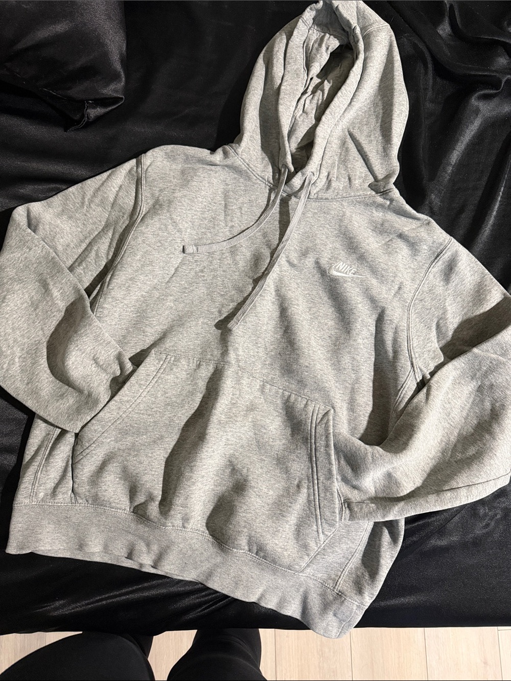 Nike Light Gray Hooded Pullover with White Swoosh